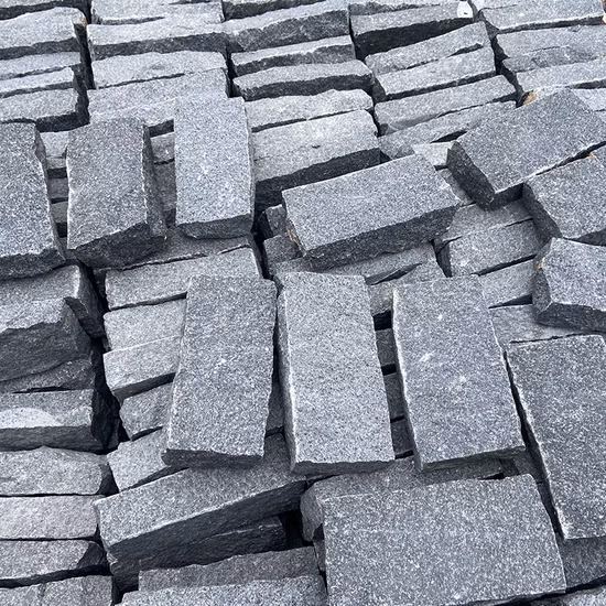 Black Basalt Cobblestone Mesh Back Garden Flamed Interlock Cube Stone Paving