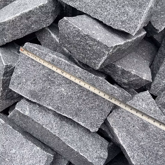 Black Basalt Cobblestone Mesh Back Garden Flamed Interlock Cube Stone Paving