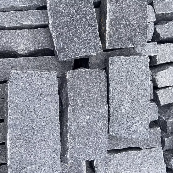 Black Basalt Cobblestone Mesh Back Garden Flamed Interlock Cube Stone Paving