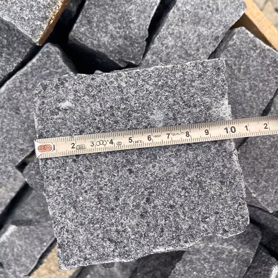 Black Basalt Cobblestone Mesh Back Garden Flamed Interlock Cube Stone Paving